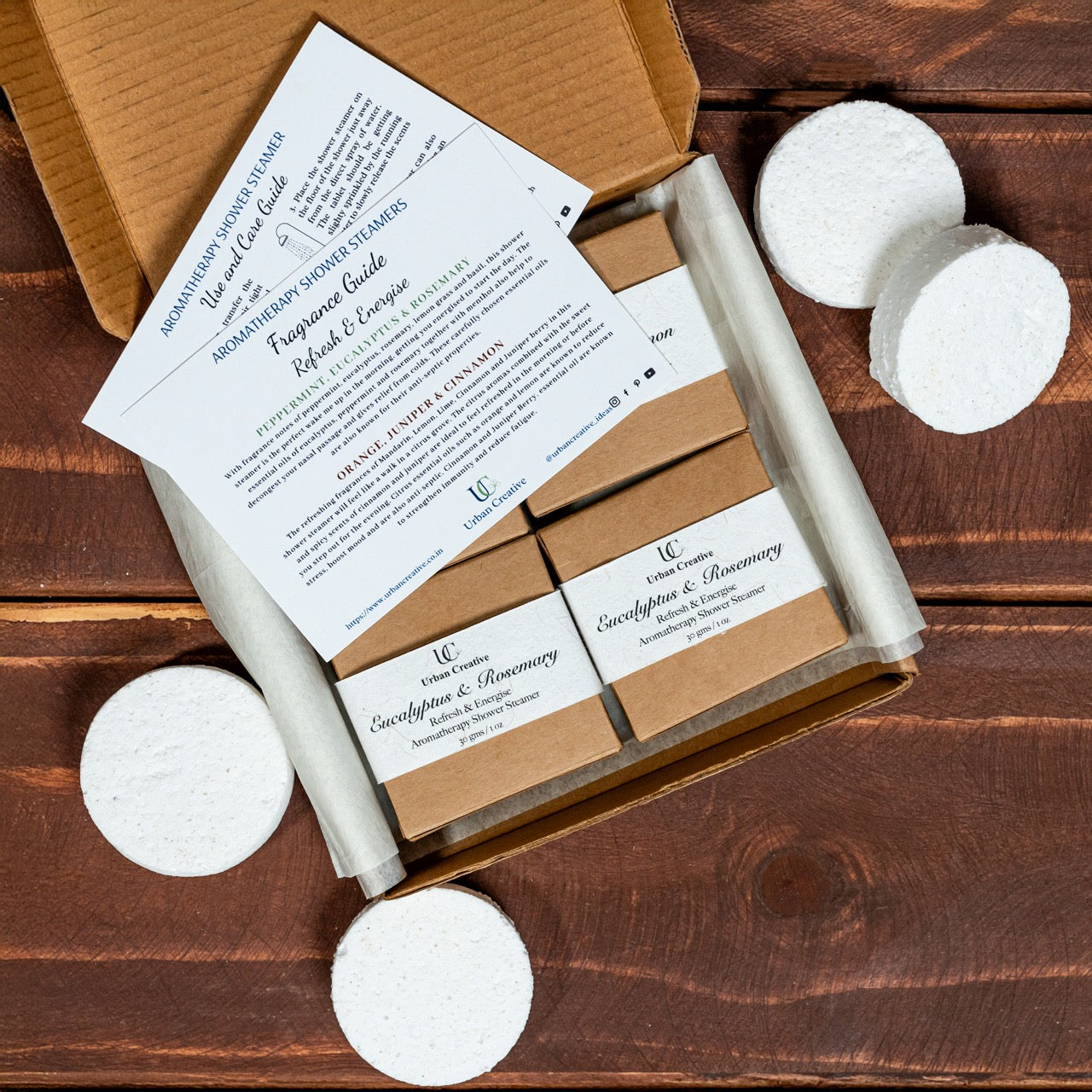 Eucalyptus & Rosemary -Herb Garden -Refresh & Energise / Decongestant - Set of 4 Shower Steamers