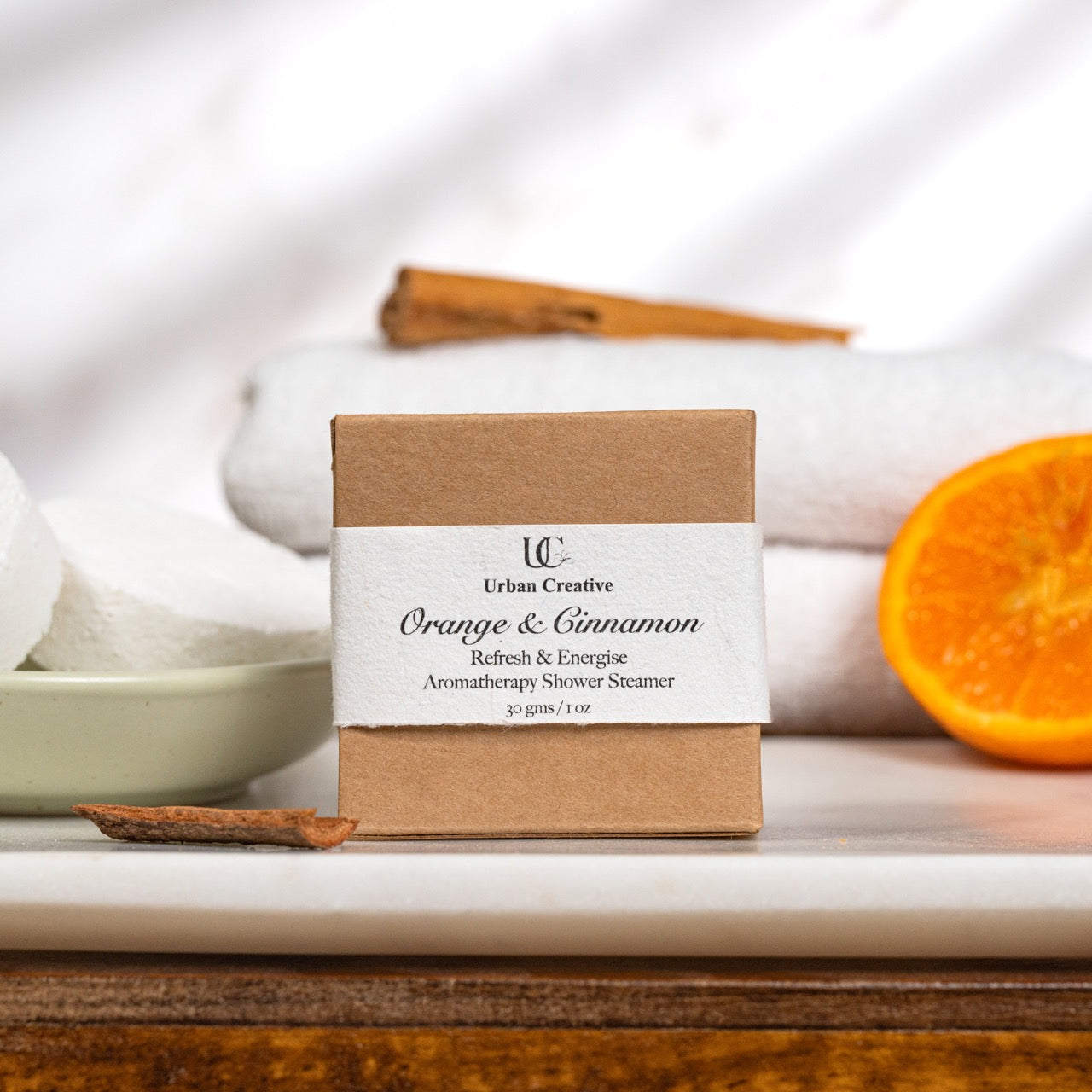 Orange & Cinnamon -Refresh & Energise- Set of 4 Shower Steamers