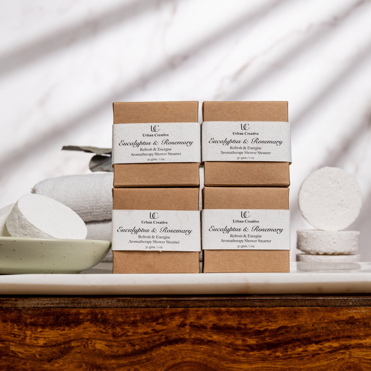 Eucalyptus & Rosemary -Herb Garden -Refresh & Energise / Decongestant - Set of 4 Shower Steamers