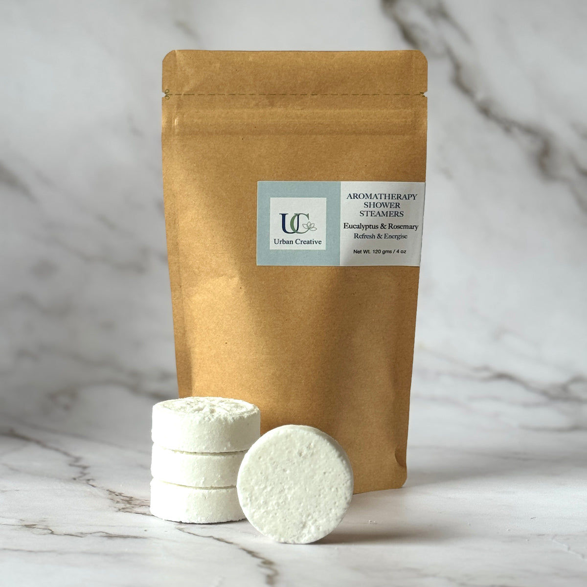 Eucalyptus & Rosemary -Herb Garden -Refresh & Energise / Decongestant - Set of 4 Shower Steamers