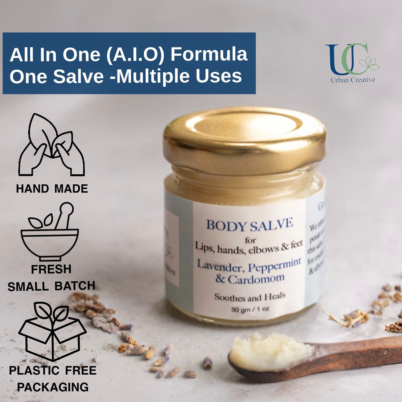 Lavender, Peppermint & Cardamom All In One (A.I.O) Body Salve