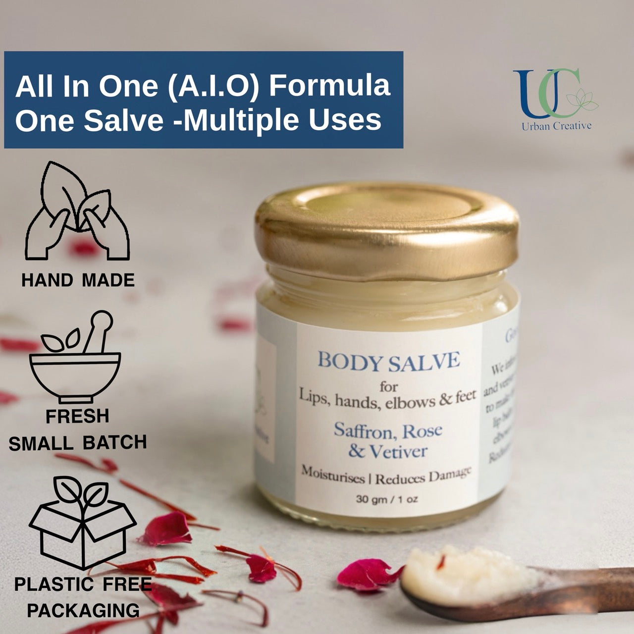 Saffron, Rose & Vetiver All In One (A.I.O) Body Salve