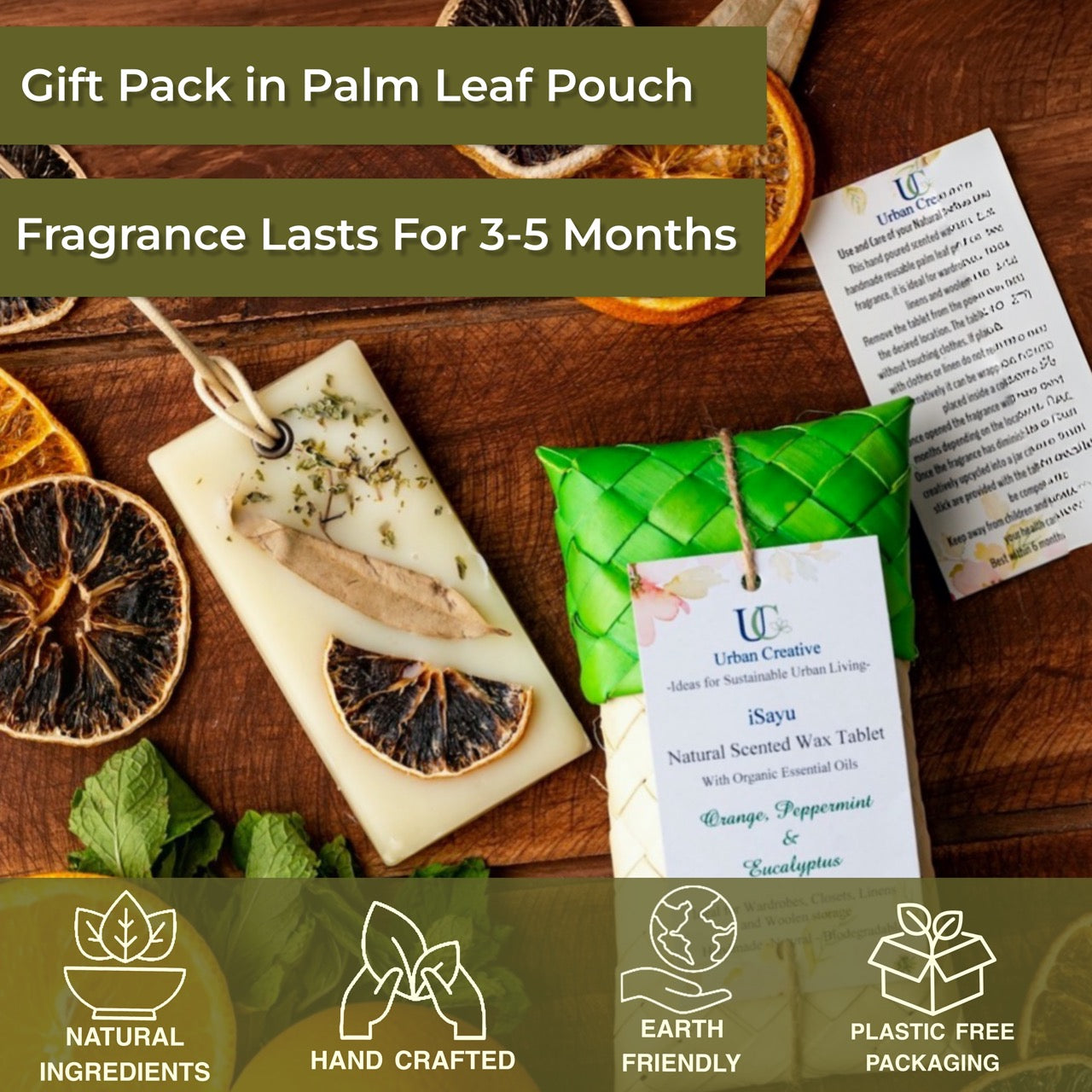 Orange, Peppermint & Eucalyptus -Fresh and Uplifting Citrus Fragrance Wax Tablet