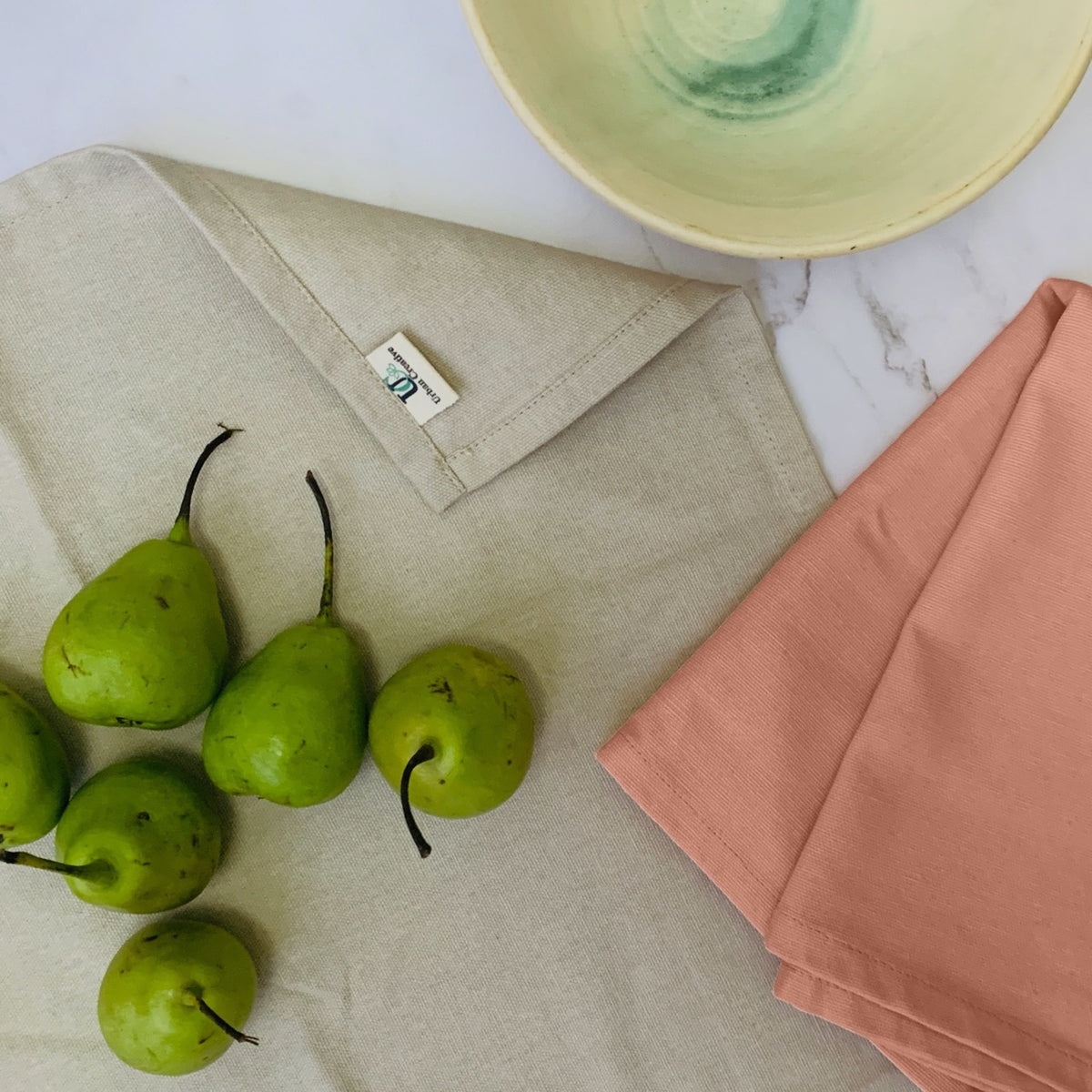 Set of 2 Organic Cotton Kitchen Towels in Assorted Colours & Sizes