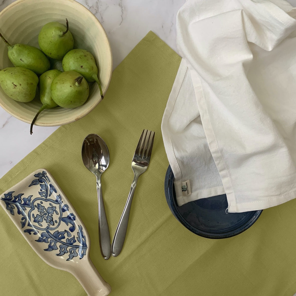 Set of 2 Organic Cotton Kitchen Towels in Assorted Colours & Sizes