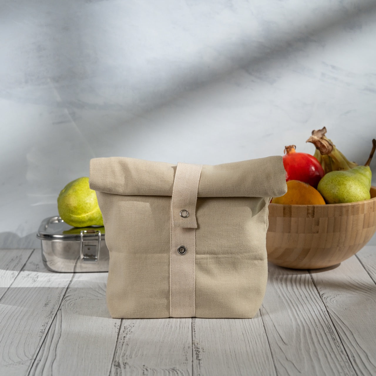 Roll Top Snack Bag in Organic Cotton