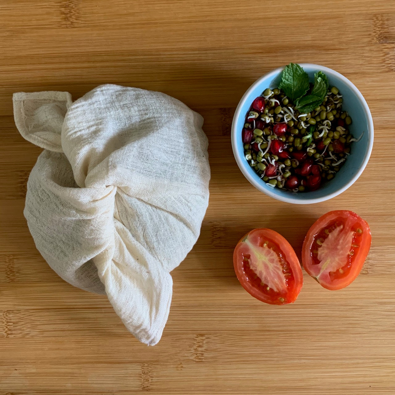 Kitchen Utility Bento Bag Set of 3 in Organic ‘Kala’ Cotton (Assorted Sizes )