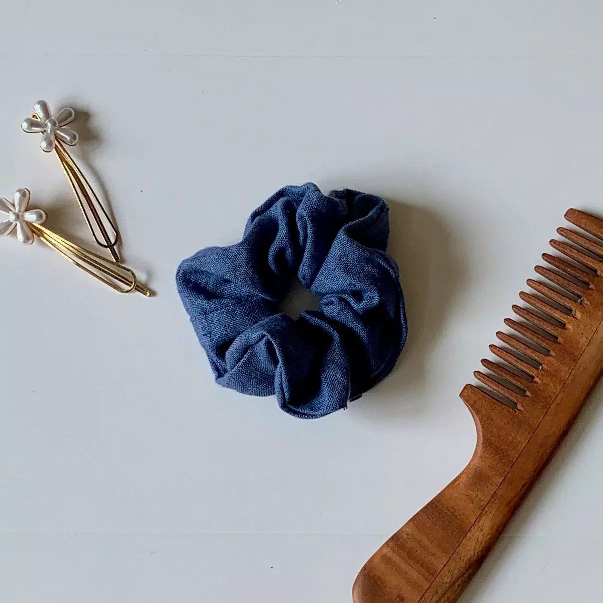 Hemp fabric hair scrunchies in solid colours