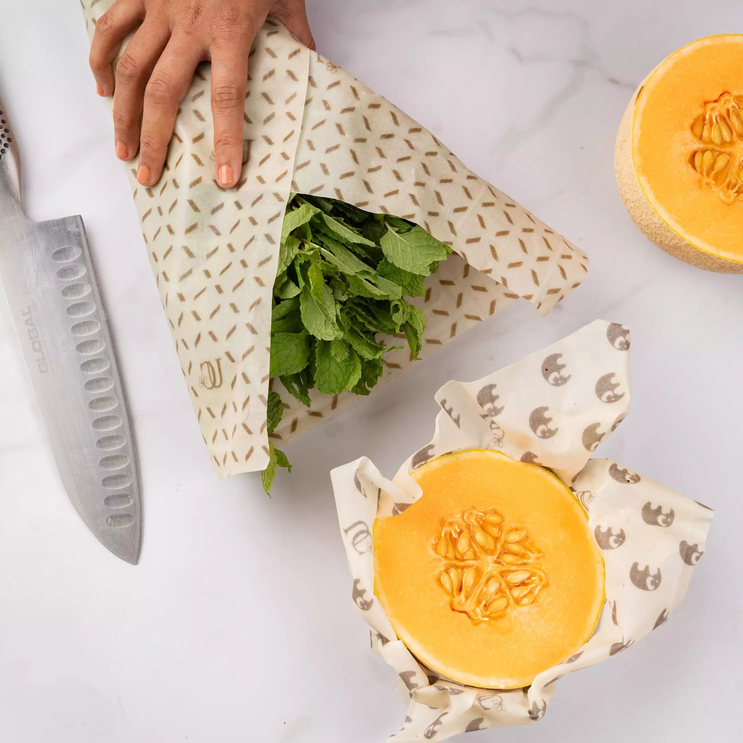 Starter Set of 3 Assorted Madhu Wrap Reusable Beeswax Food Wraps ( S,M & L)