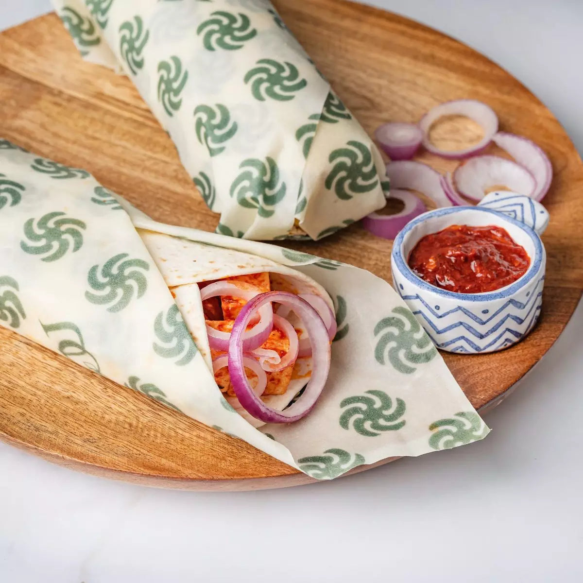 Set of 2 Medium Madhu Wrap Beeswax Food Wraps – 10.5″ x 12″ ( 27 cm x 30 cm)
