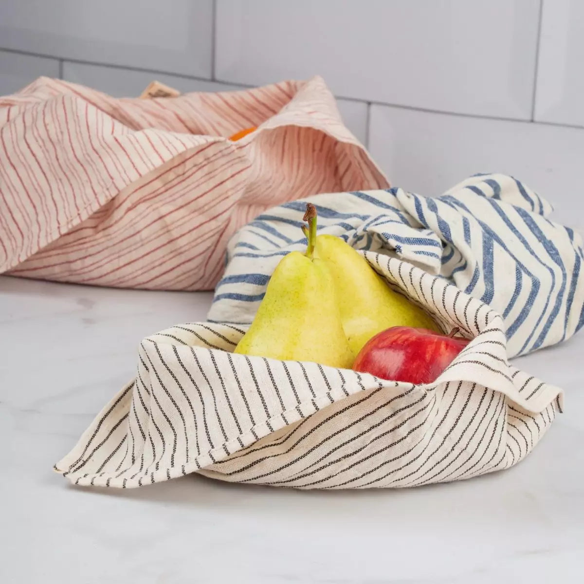 Set of 3 Assorted Organic ‘Kala’ Cotton Bento Bags ( Assorted sizes and patterns)