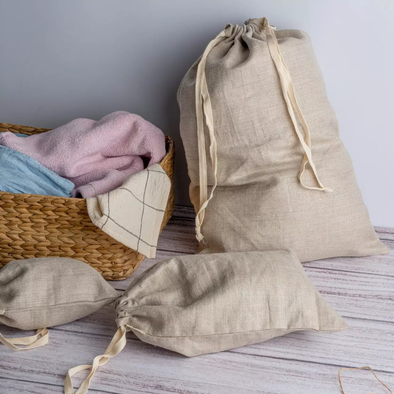 Hemp draw string bags