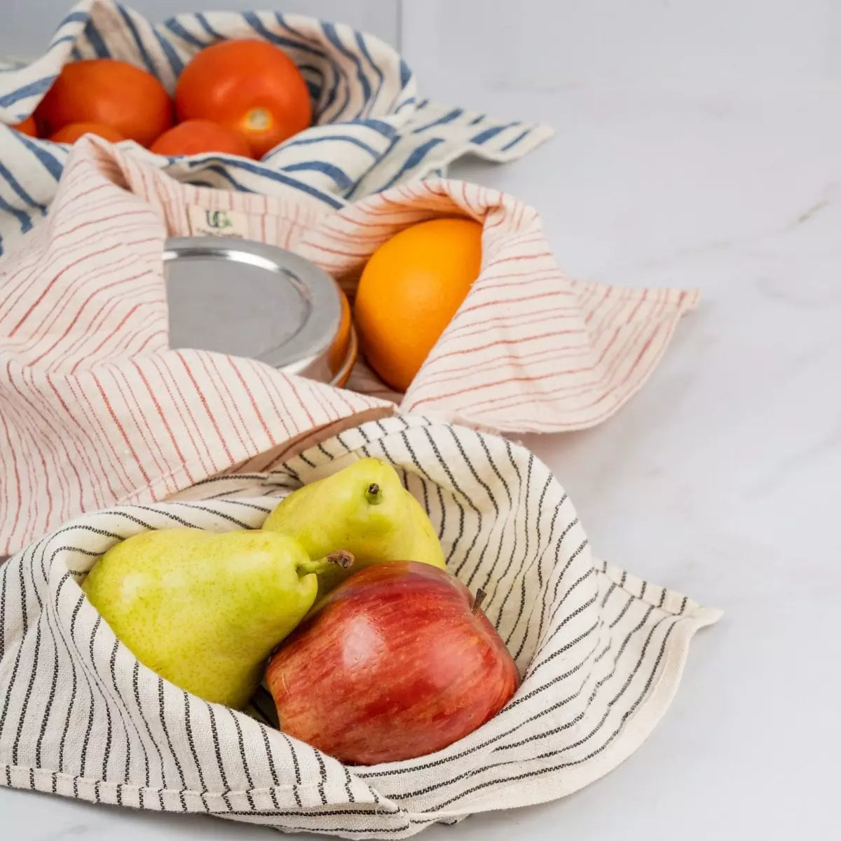 Set of 3 Assorted Organic ‘Kala’ Cotton Bento Bags ( Assorted sizes and patterns)