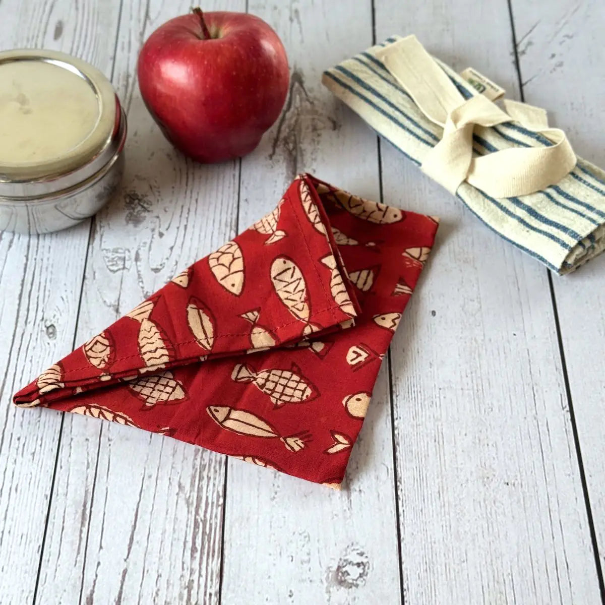 Gift set of 4 animal hand block print handkerchiefs in assorted colours