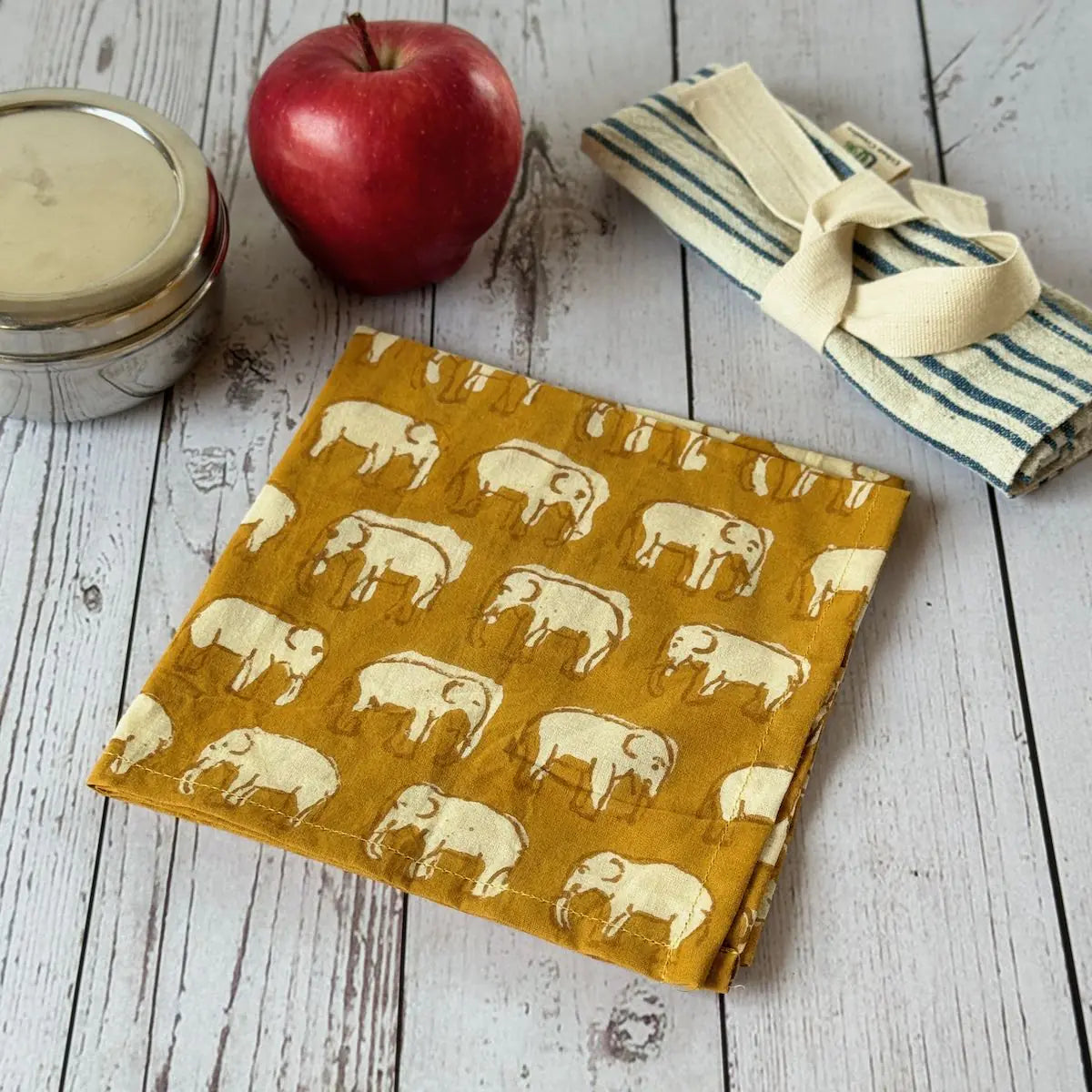 Gift set of 4 animal hand block print handkerchiefs in assorted colours