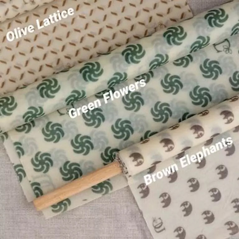 2 Large Rectangle Madhu Wrap Beeswax Food Wraps -12″ x 14″ (30 cm x 35 cm)