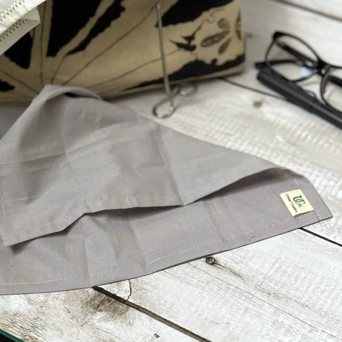 Set of 3 grey and white print organic cotton handkerchiefs