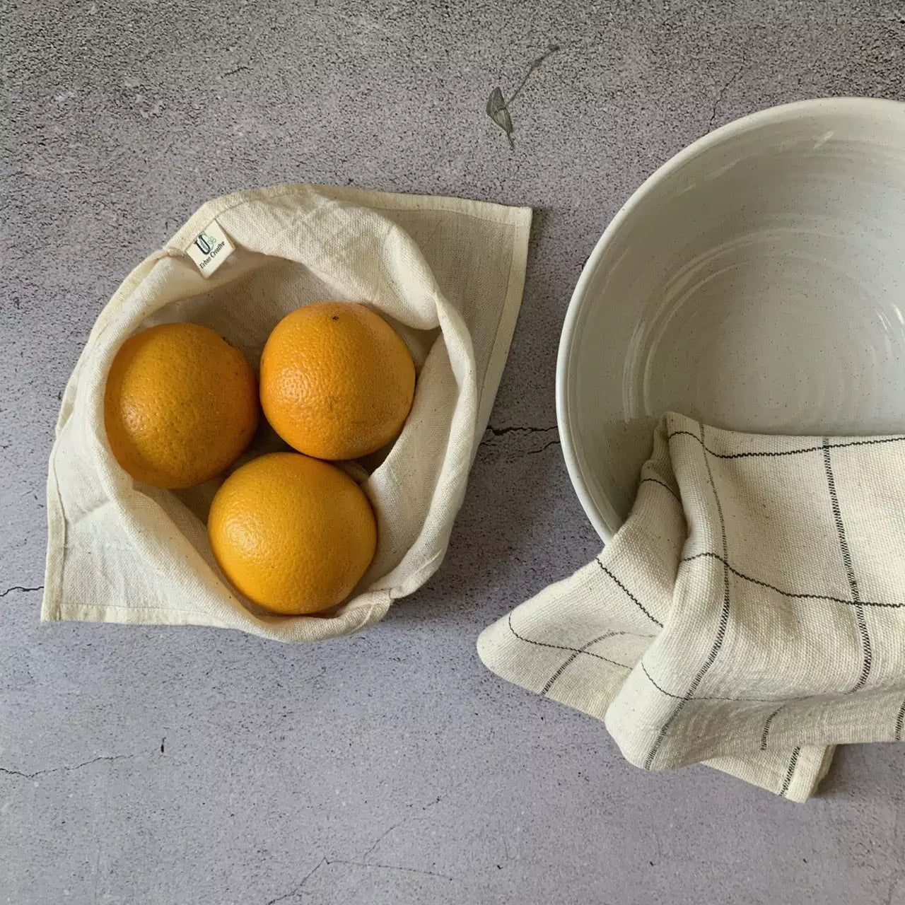 Kitchen Utility Bento Bag Set of 3 in Organic ‘Kala’ Cotton (Assorted Sizes )