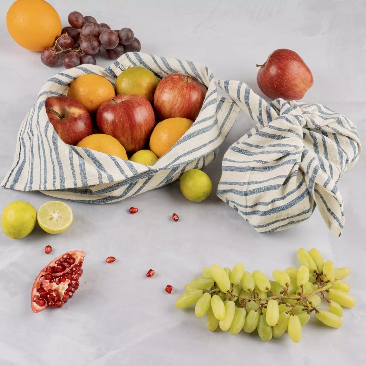 Set of 3 Assorted Organic ‘Kala’ Cotton Bento Bags ( Assorted sizes and patterns)
