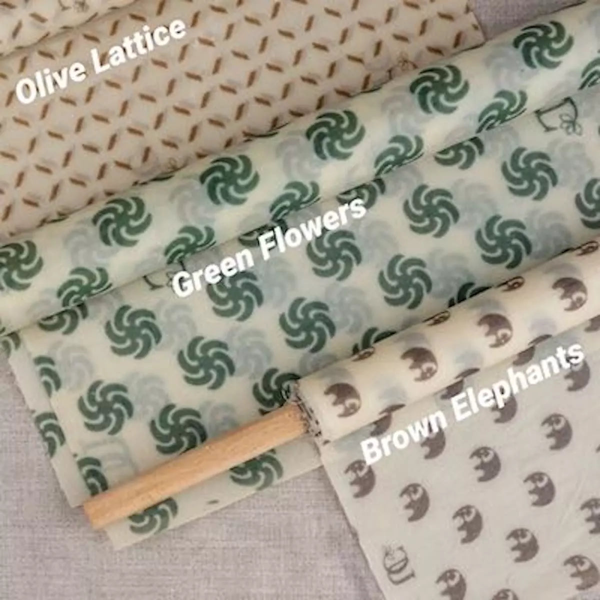Starter Set of 3 Assorted Madhu Wrap Reusable Beeswax Food Wraps ( S,M & L)