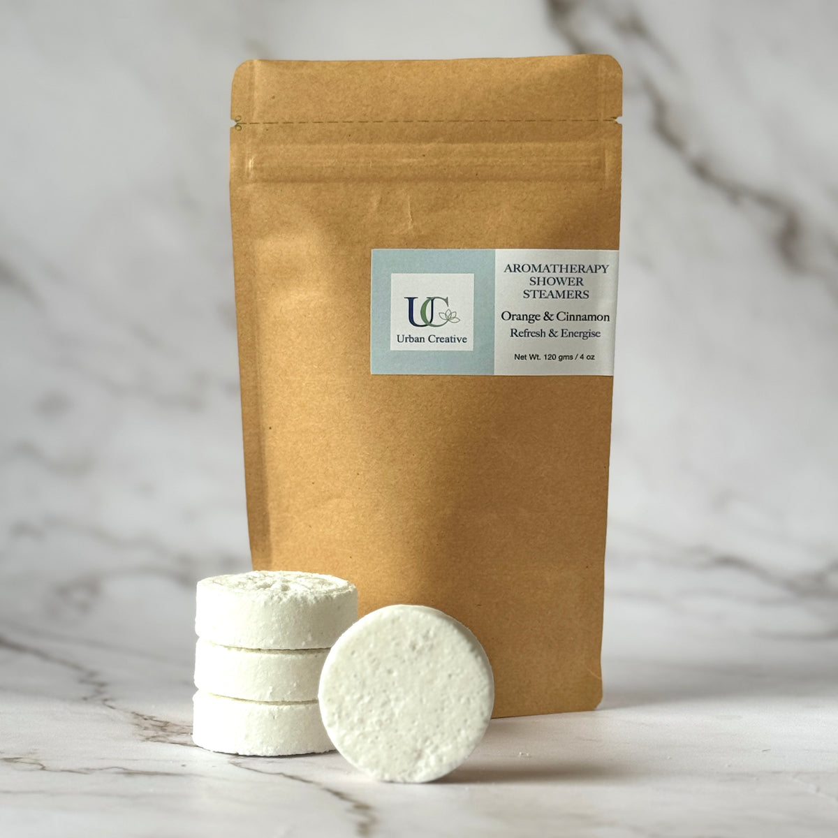 Orange & Cinnamon -Refresh & Energise- Set of 4 Shower Steamers