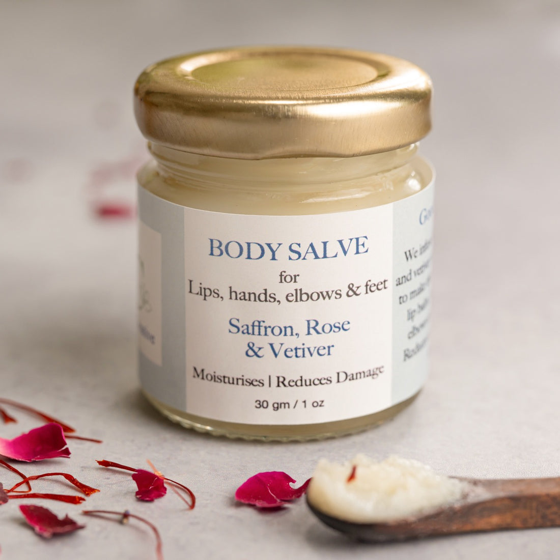 Saffron, Rose &amp; Vetiver All In One (A.I.O) Body Salve &amp;  Lip Balm - Reduces Scarring &amp; Pigmentation