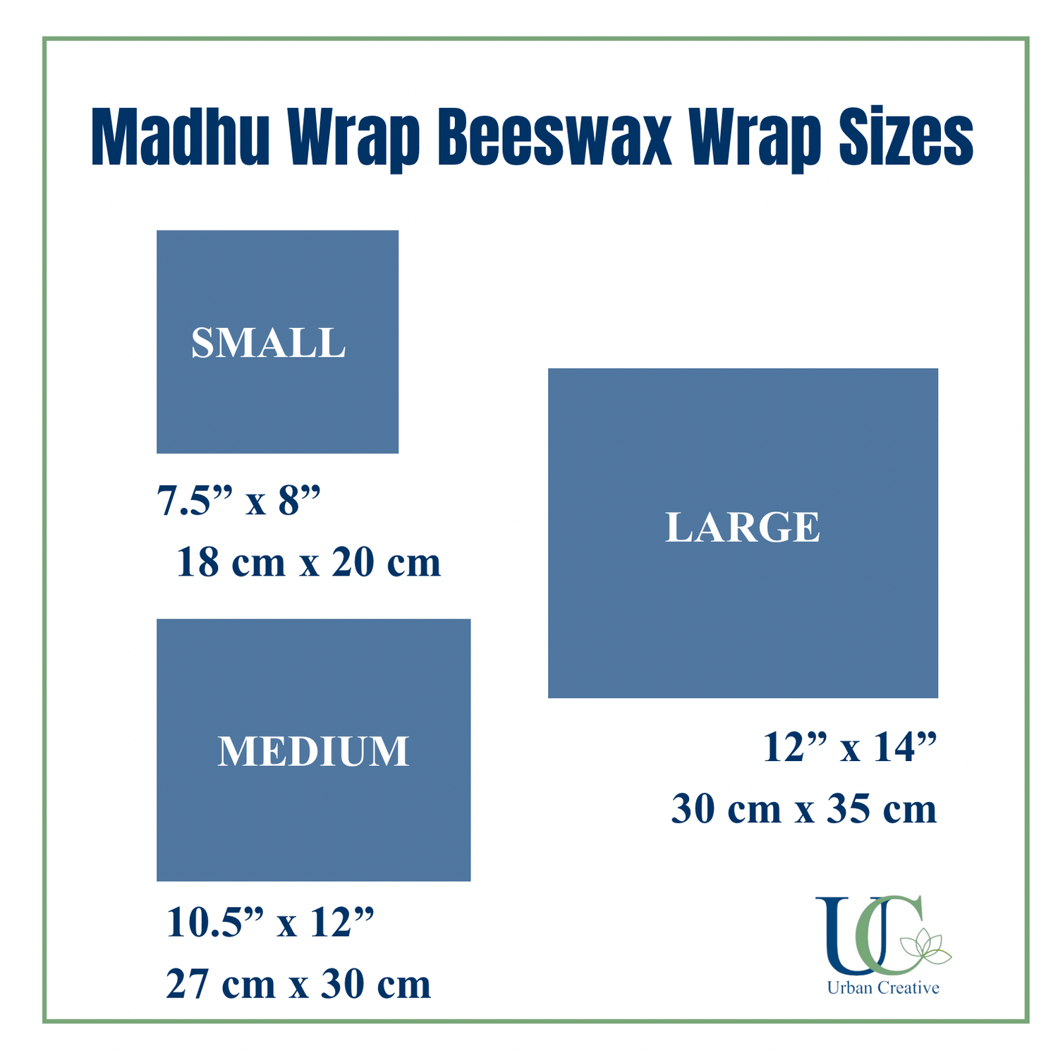 Starter Set of 3 Assorted Madhu Wrap Reusable Beeswax Food Wraps ( S,M &amp; L)
