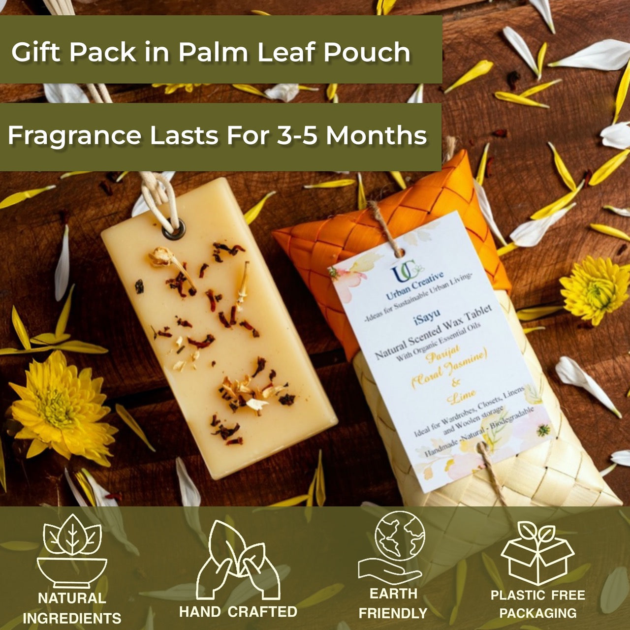 Parijat (Coral Jasmine) &amp; Lime – Intense Floral &amp; Calming Fragrance Wax Tablet