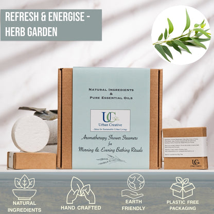 Eucalyptus &amp; Rosemary -Herb Garden -Refresh &amp; Energise / Decongestant - Set of 4 Shower Steamers