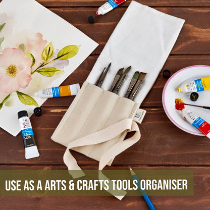 Travel Cutlery Wrap /Organizer Roll Up in organic cotton in solid pastel colours