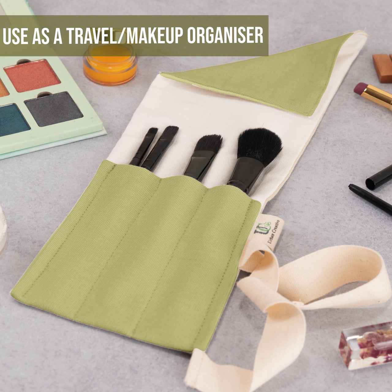 Travel Cutlery Wrap /Organizer Roll Up in organic cotton in solid pastel colours