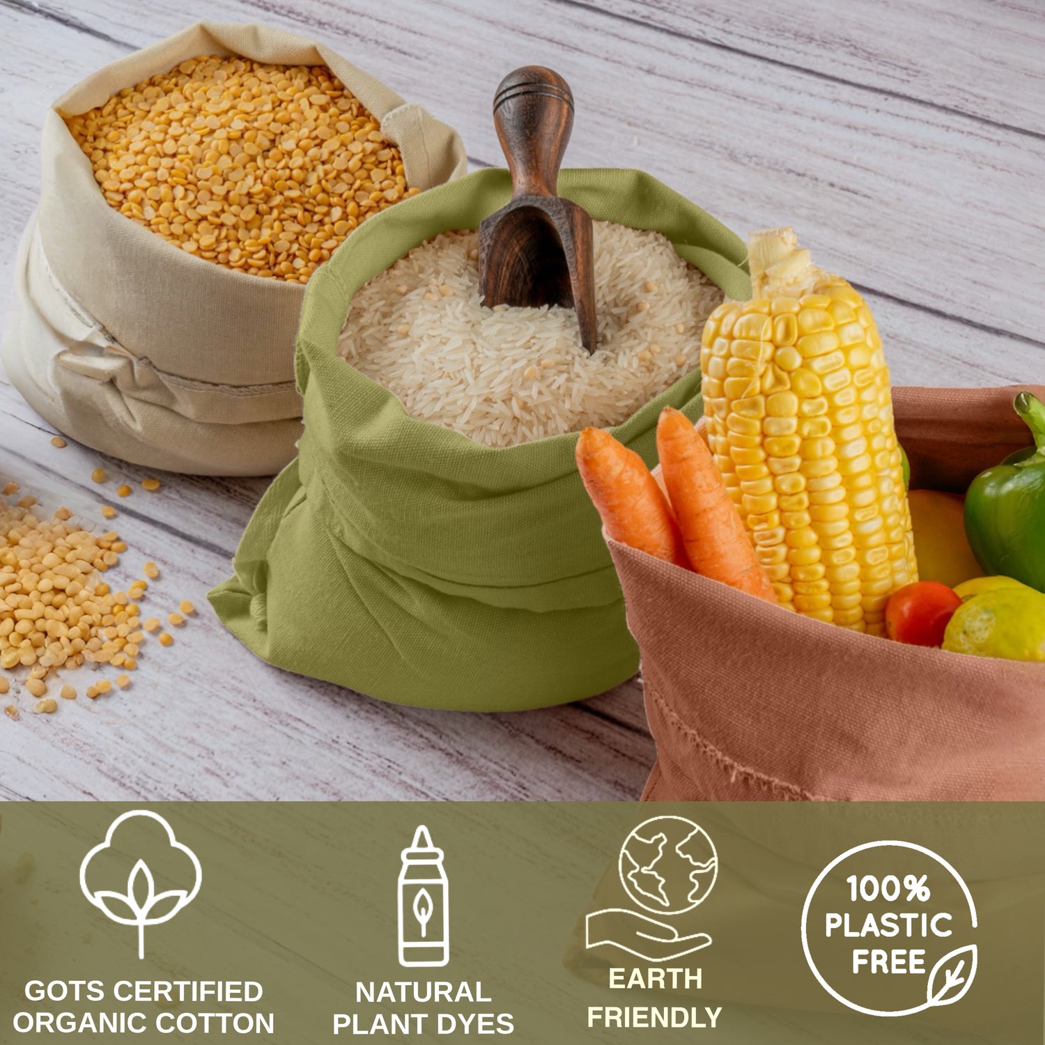 Organic cotton draw string bags