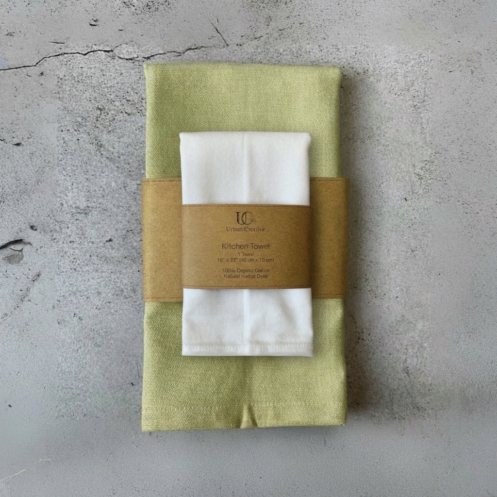 Cross Back Apron &amp; Dish Towel Set in Organic Cotton