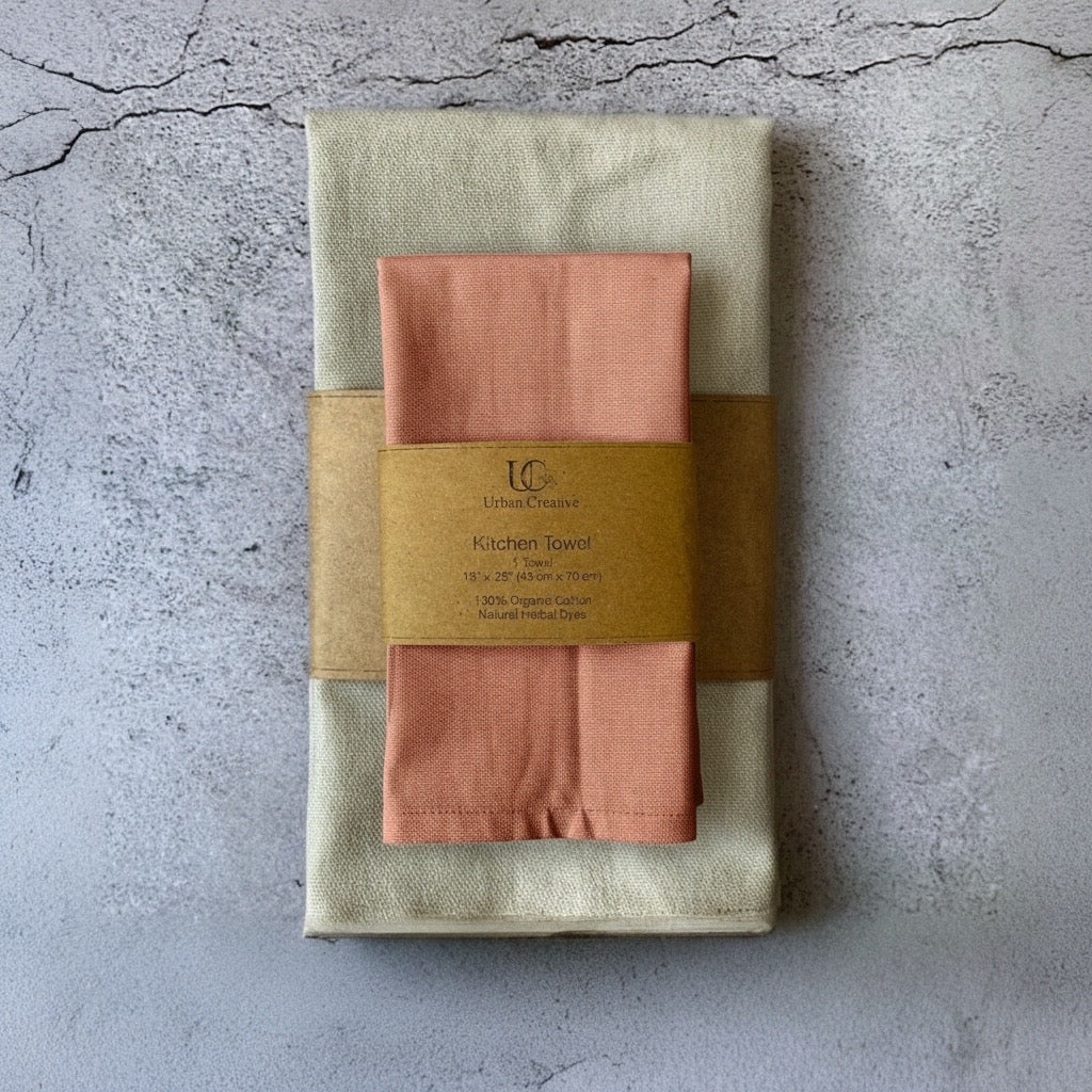 Cross Back Apron &amp; Dish Towel Set in Organic Cotton