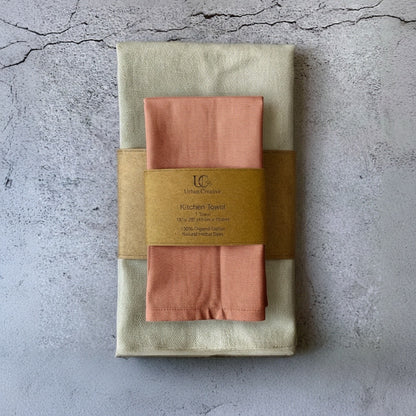 Cross Back Apron &amp; Dish Towel Set in Organic Cotton