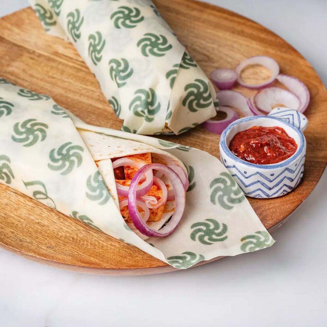 Set of 2 Medium Madhu Wrap Beeswax Food Wraps  – 10.5″ x 12″ ( 27 cm x 30 cm)
