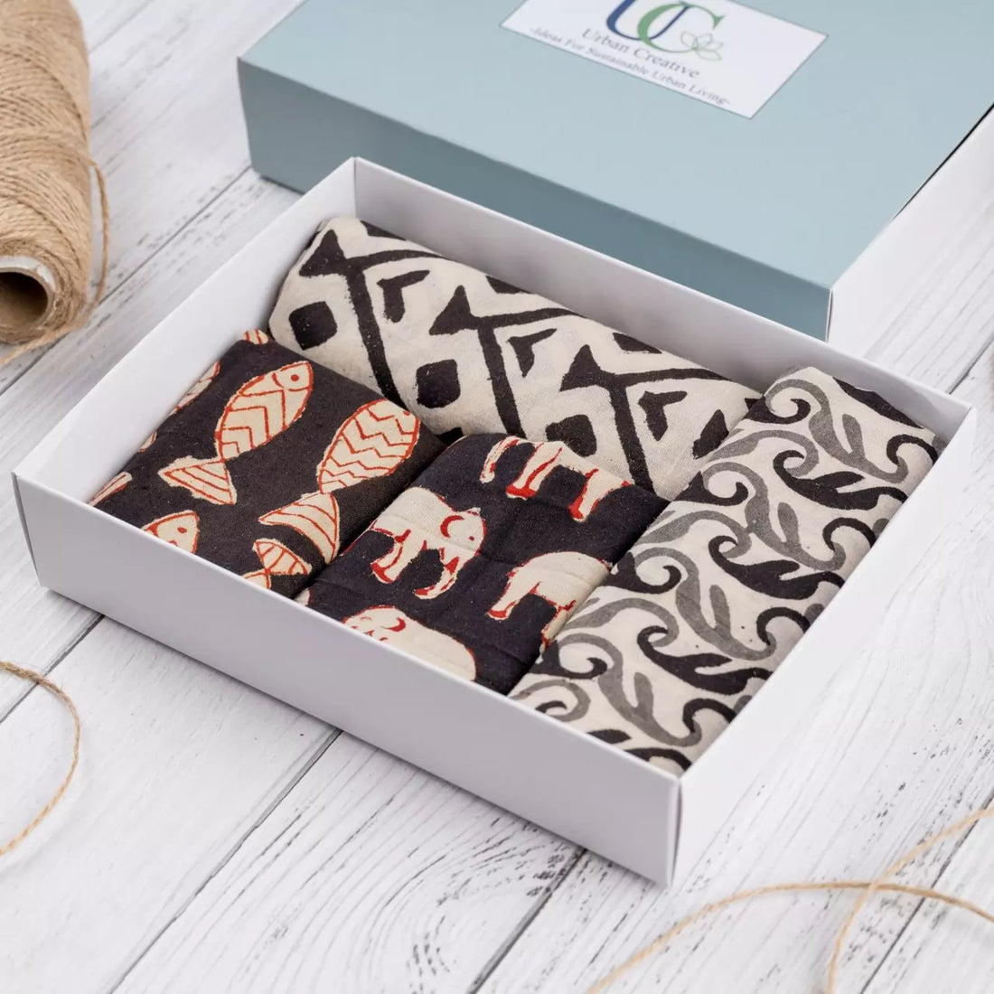 Black & White Print Dāman Furoshiki  Fabric Gift Wrap- Singles and Sets
