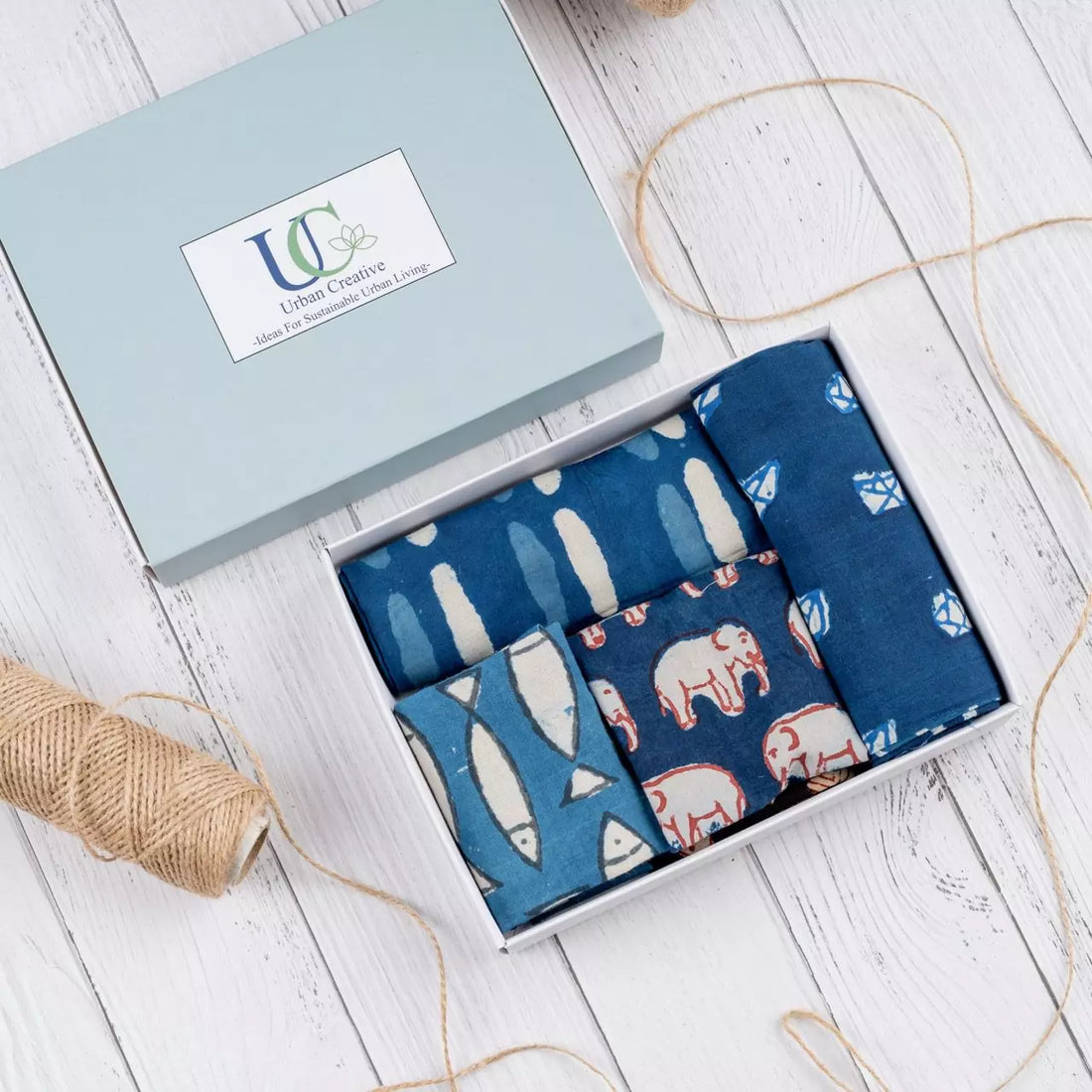 Indigo Blue Print Dāman Furoshiki Fabric Gift Wraps - Singles & Sets