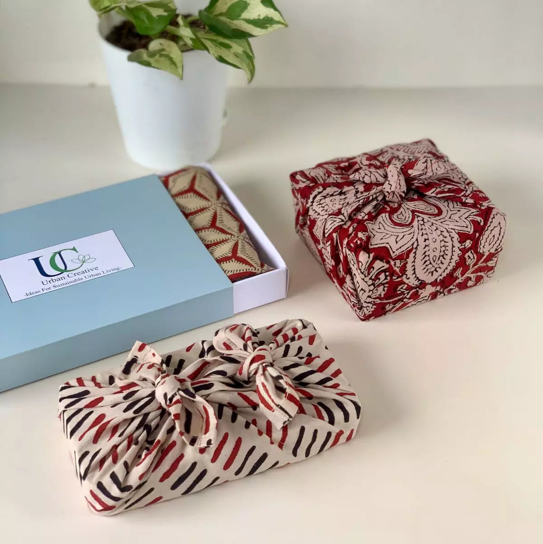 Madder Red Print Dāman Furoshiki - Singles & Sets