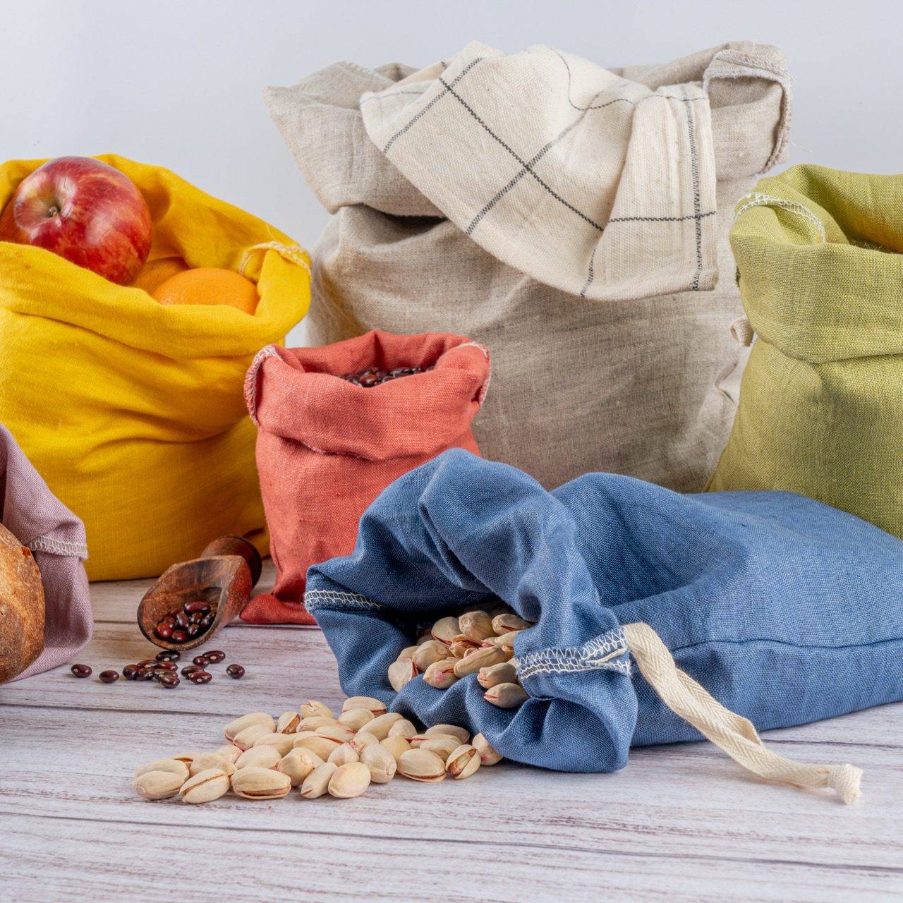 Buy Drawstring Home & Market Storage Bags in Organic Cotton and Hemp